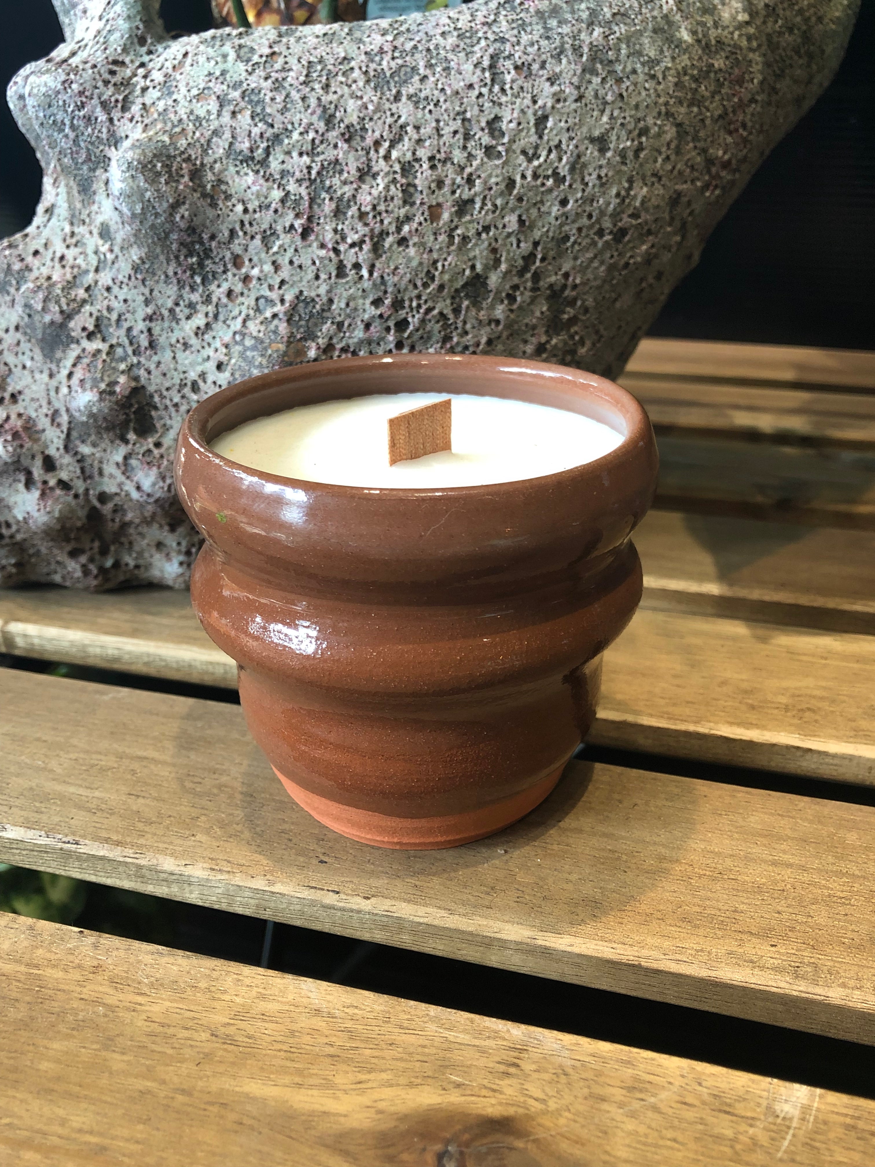 Handmade Ceramic Vessel with Soy Wax Candle