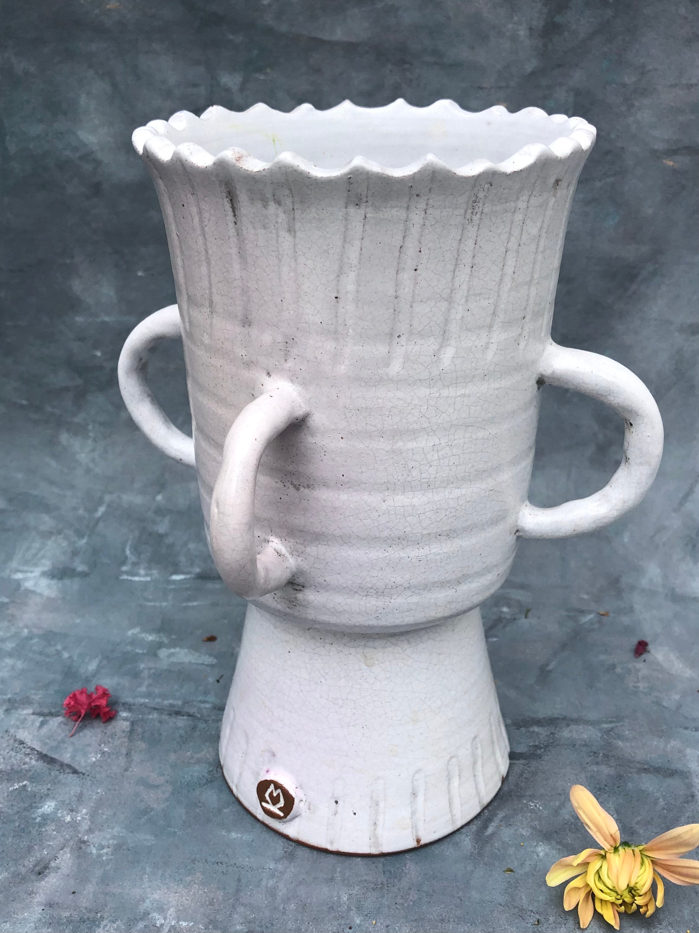 Wheel-Thrown Ceramic Urn with applied handles