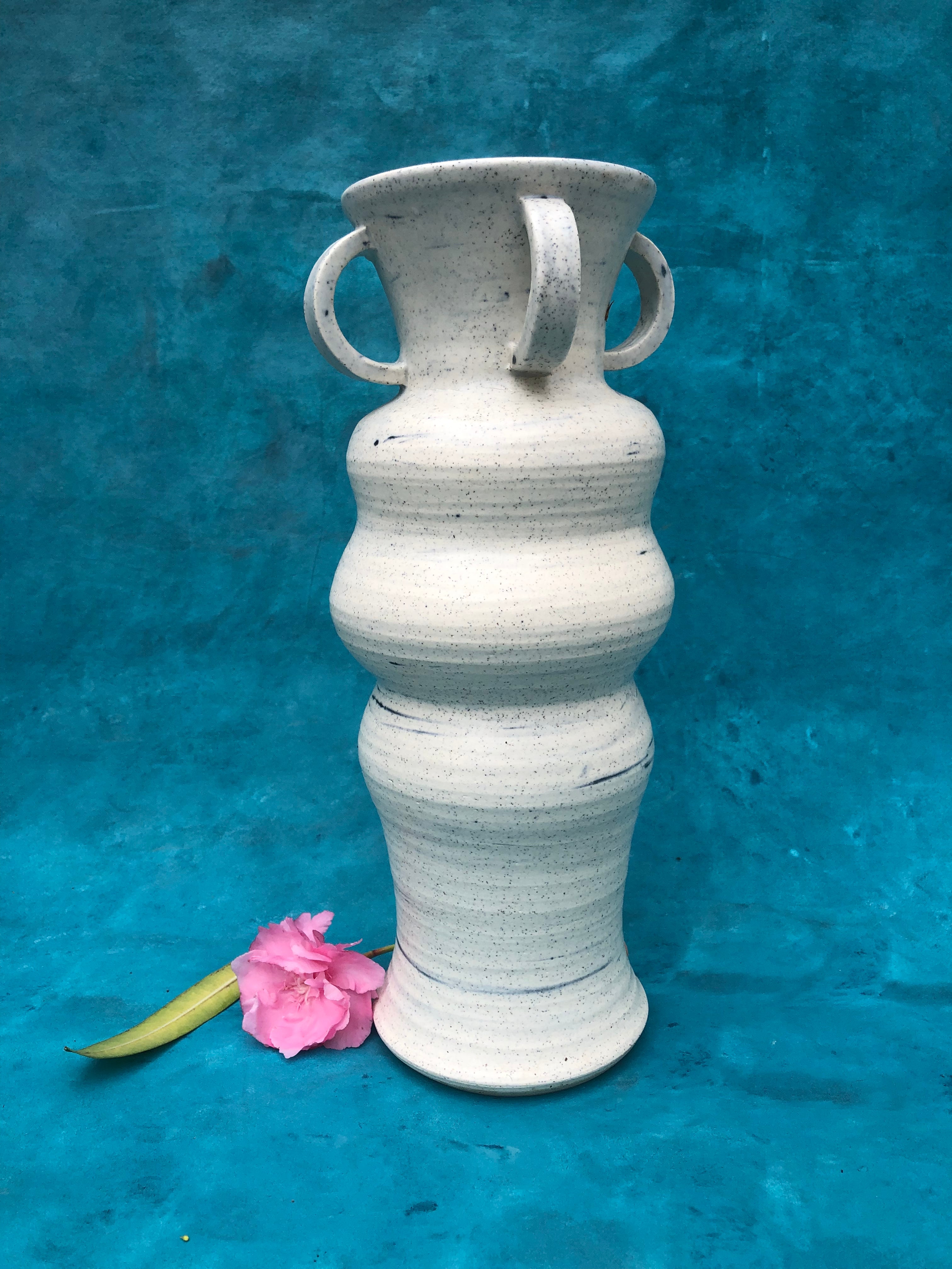 Large Wheel-thrown Vase with applied handles