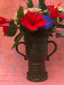 Large Hand-thrown Ceramic Urn with Applied Handles