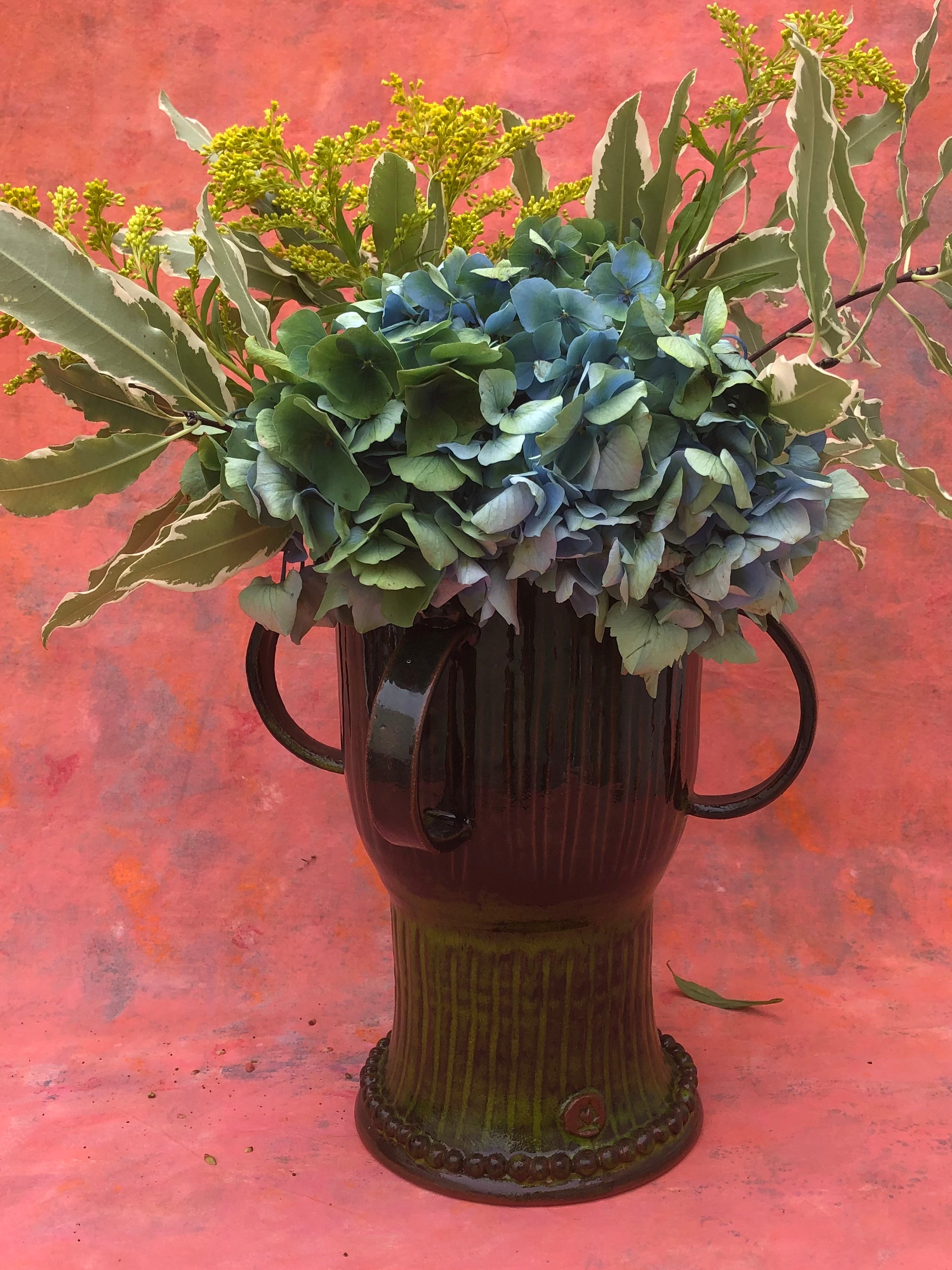 Large Wheel-Thrown Ceramic Urn with applied handles