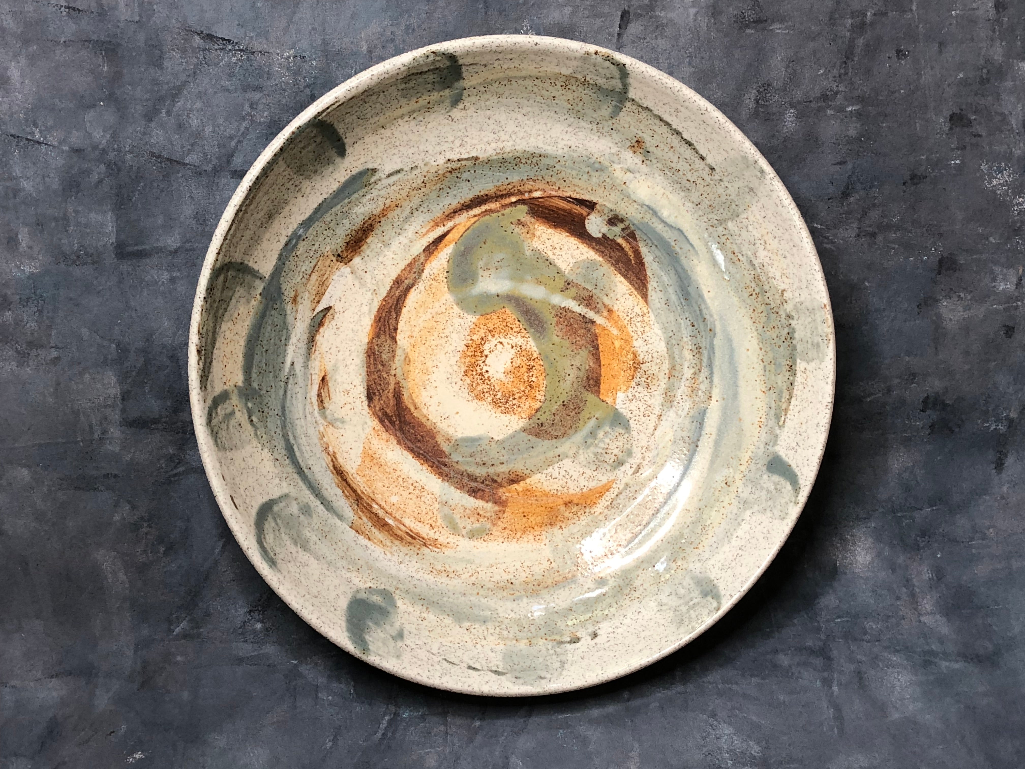 Large Wheel-Thrown Stoneware Platter or Dish