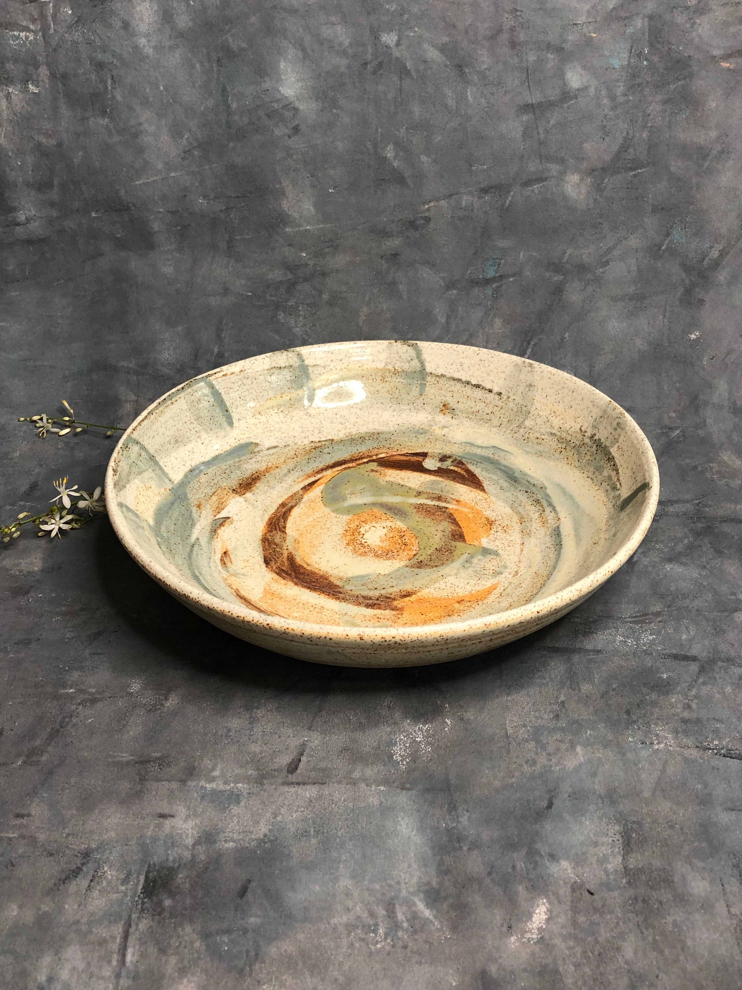 Large Wheel-Thrown Stoneware Platter or Dish