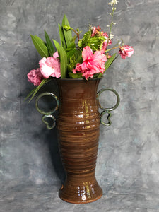 Tall Wheel-Thrown Vase with Applied Handles