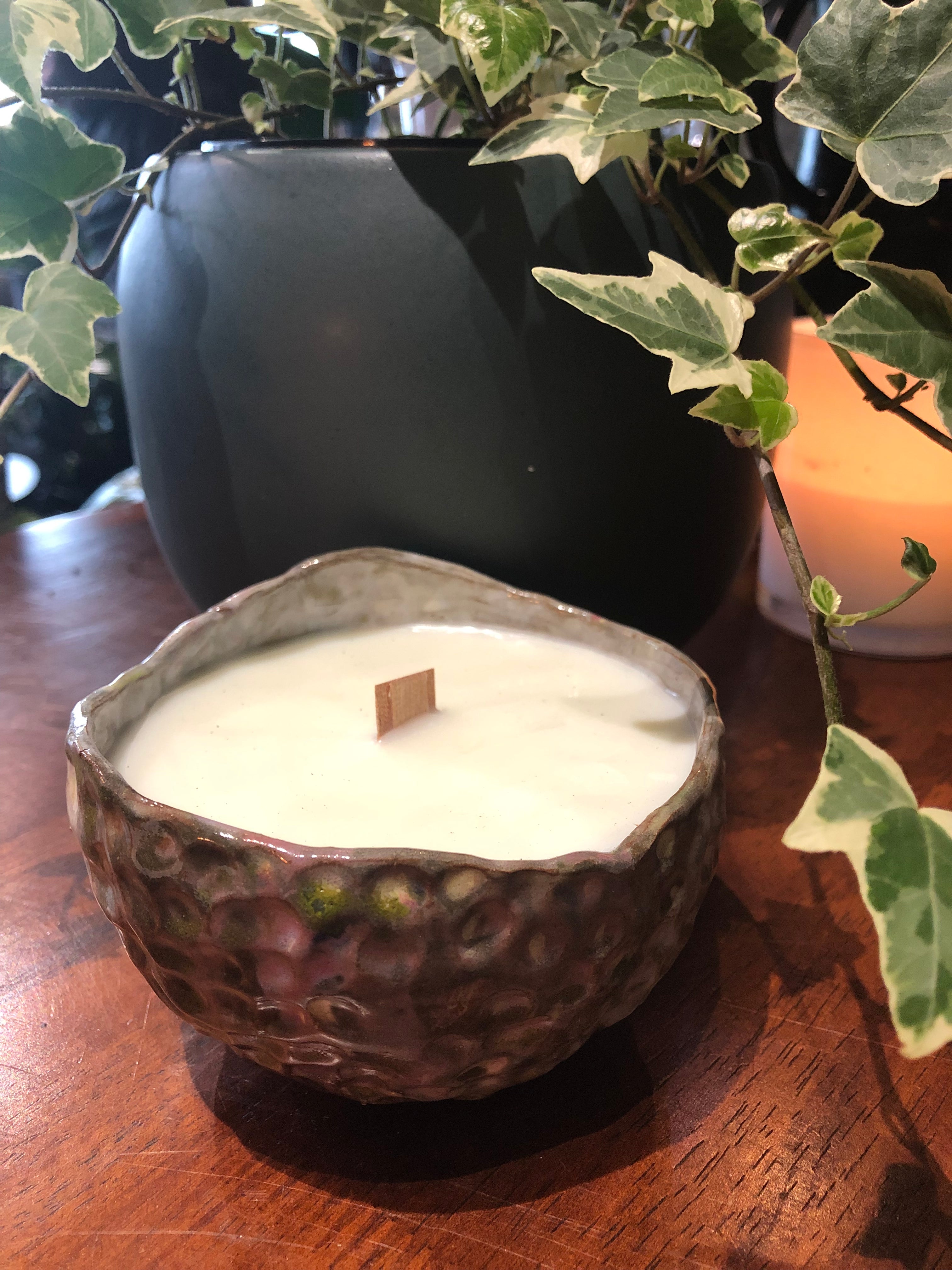 Handmade Ceramic Vessel with Soy Wax Candle