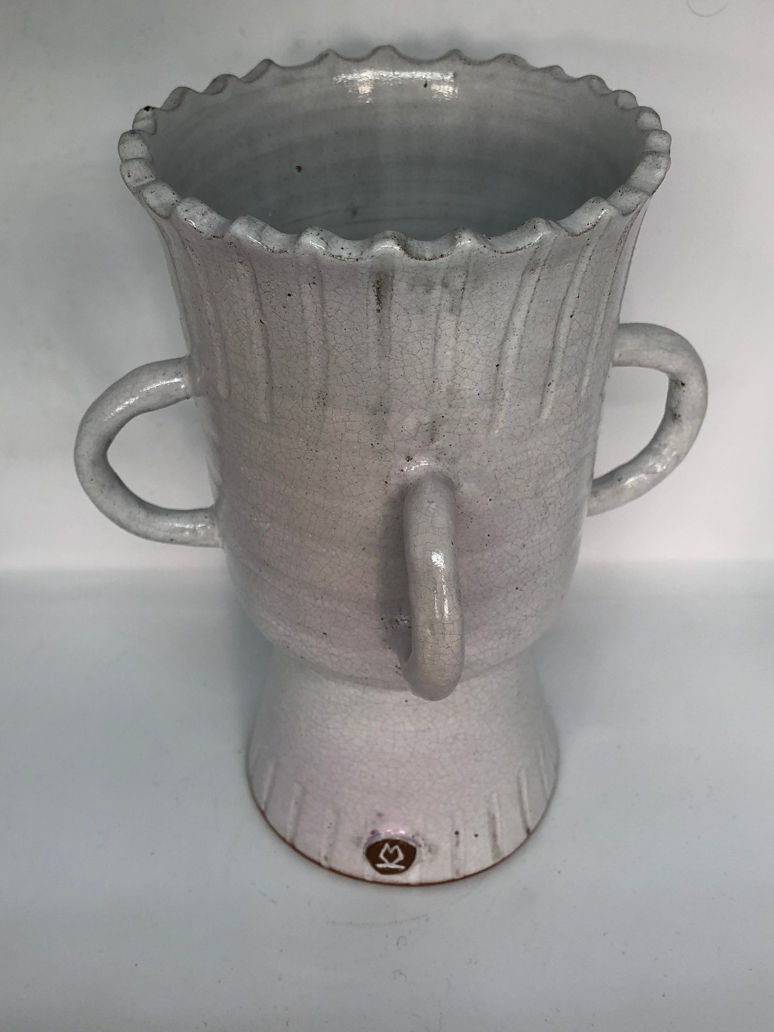 Wheel-Thrown Ceramic Urn with applied handles