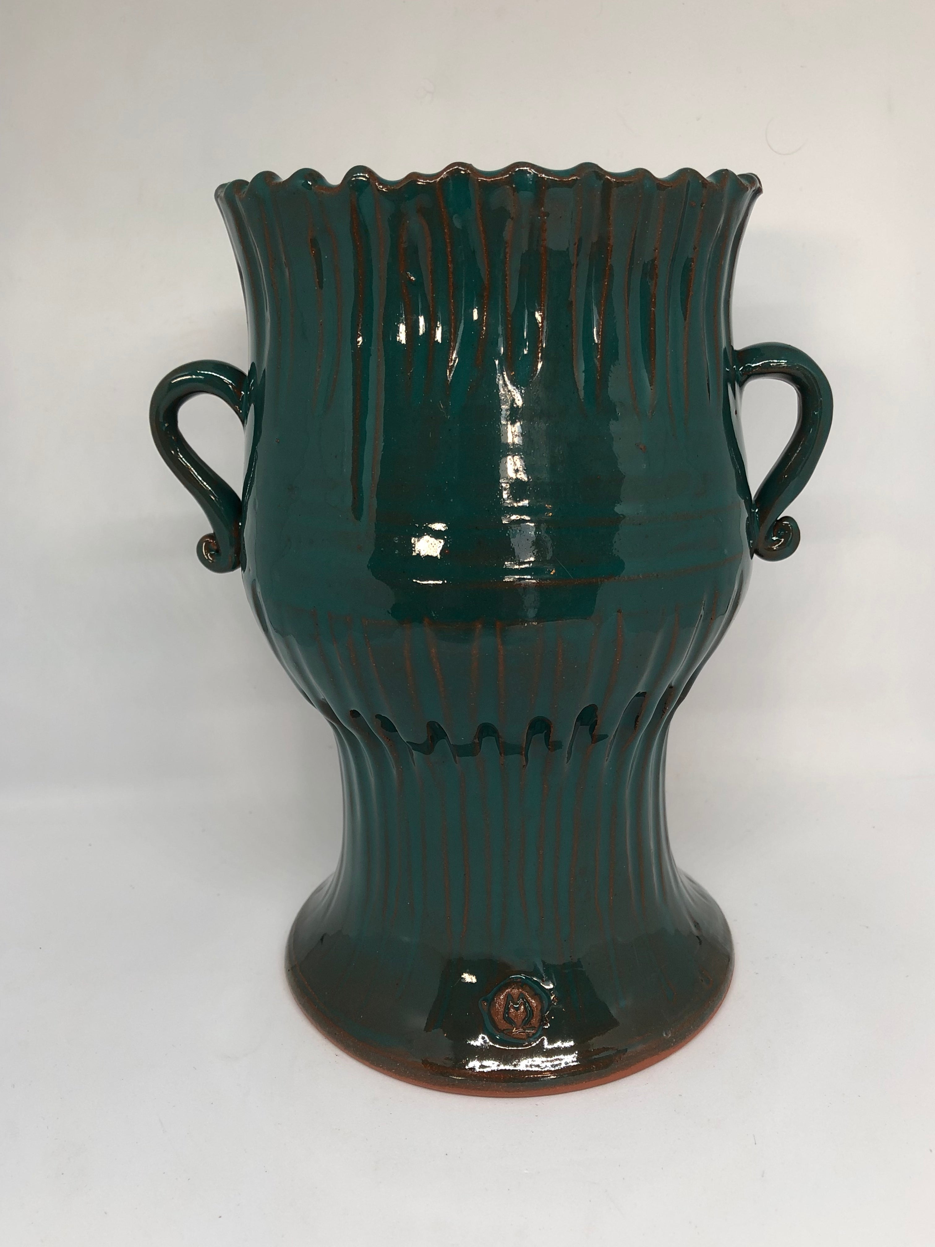 Wheel-Thrown Ceramic Urn with applied handles