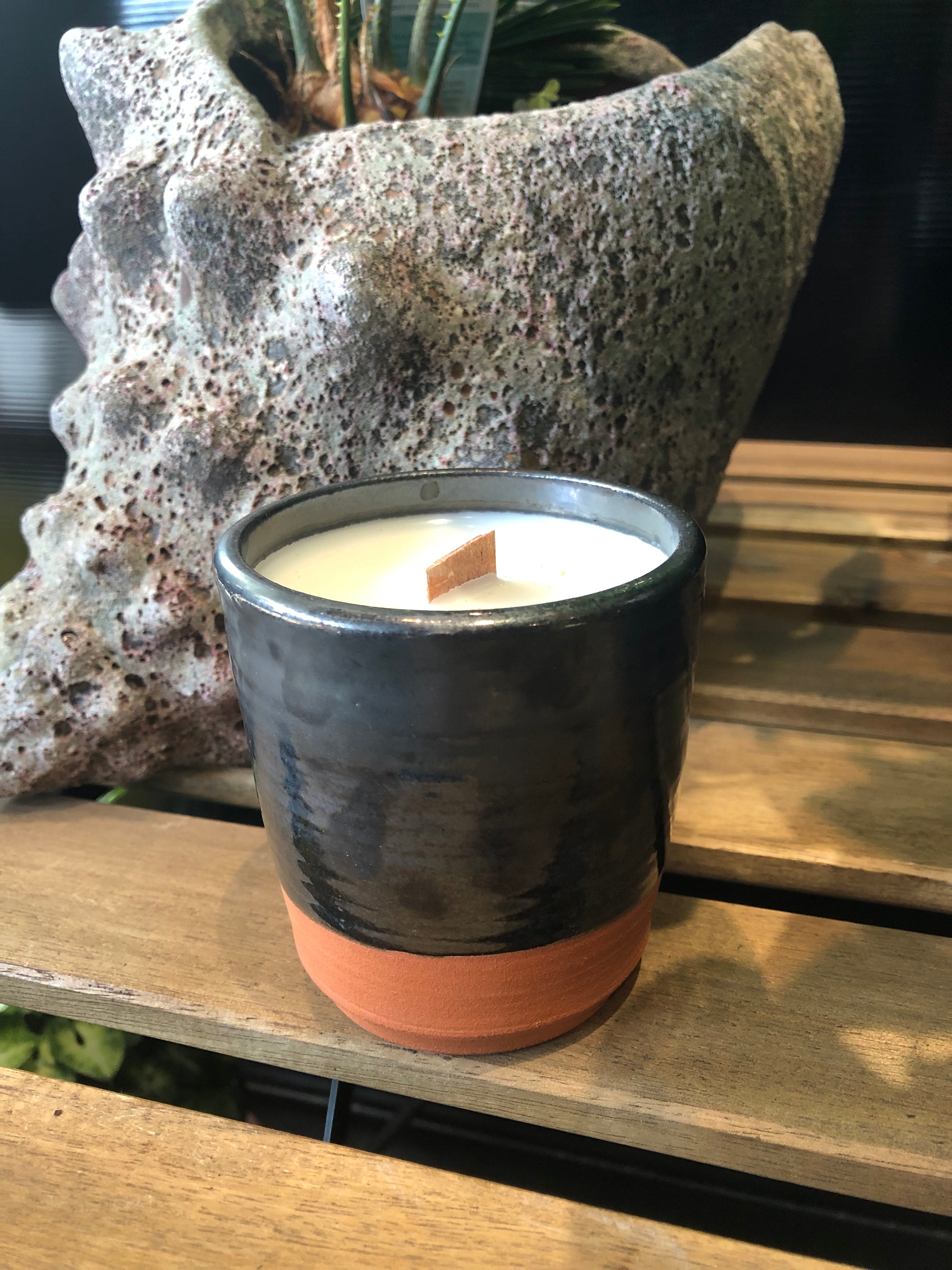 Handmade Ceramic Vessel with Soy Wax Candle